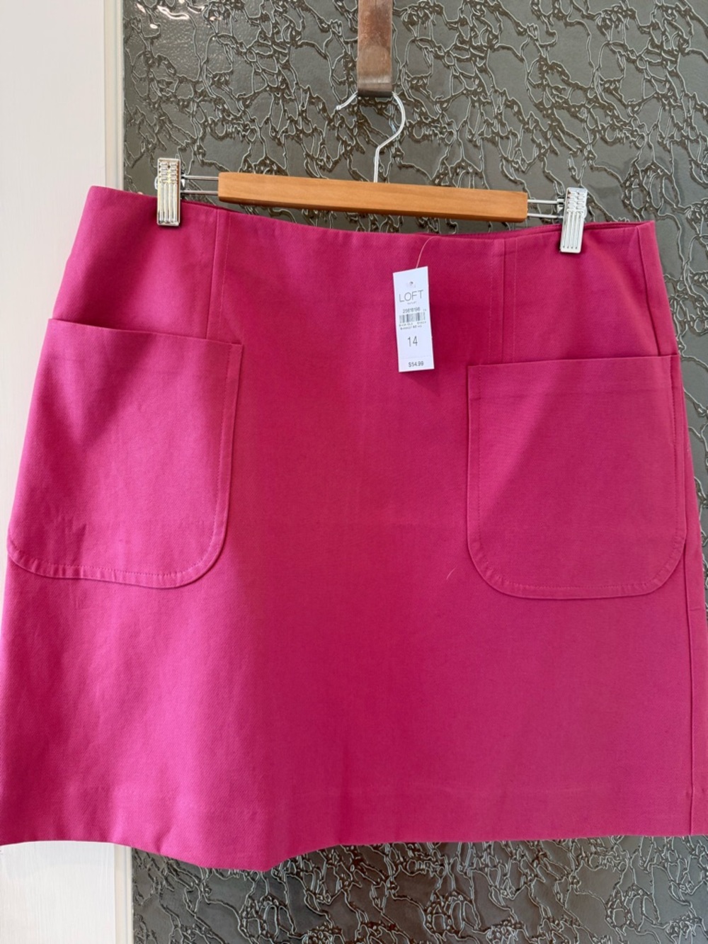 LOFT Fuchsia A-Line Mini Skirt with Front Pockets